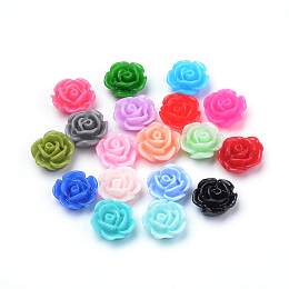 Honeyhandy Resin Cabochons, Rose Flower, Mixed Color, 10x5mm, Bottom: 7~8mm