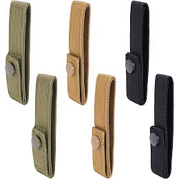 BENECREAT 6 Pack 5 Inch Nylon Molle Strap 3 Colors Black & Yellow & Green Molle Webbing Straps, Attachment Snap Strap with Hook and Loop Closure