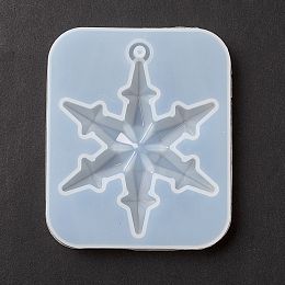 Honeyhandy Christmas Theme DIY Snowflake Pendant Silicone Molds, Resin Casting Molds, for UV Resin & Epoxy Resin Jewelry Making, White, 93x77x10mm, Hole: 5mm, Inner Diameter: 82x65mm