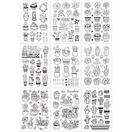 GLOBLELAND 9 Sheets Cactus Theme Silicone Clear Stamps Seal for Card Making Decoration and DIY Scrapbooking