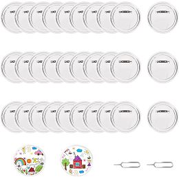 GLOBLELAND 30Pcs 2.95inch Transparent Badges with Iron Pins Round Acrylic Badge Blank DIY Lapel Pin Settings Button Pin Badges Kit for Craft Supplies DIY School Projects