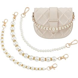 PandaHall Elite 3 Style Pearl Chain Strap Short Purse Chain Replacement Imitation Pearl Handle Strap Chain Pearl Beaded Purse Chains for DIY Purse Handbag Wallet Tote Shoulder Bag, 11.9"/12"/12.1"