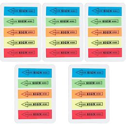 GORGECRAFT 500Pcs 5 Colors Neon Page Markers Colored Sticky Tabs Arrow Index Tab Book Flags Strips Please Sign Here Note Label Tags Repositionable Text Annotation Stickers Multifunctional Bookmarks