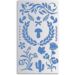 BENECREAT 4x7 Inch Metal Journal Stencils, Floral Vine, Cactus, Leaf Small Stencil Template for Wood carving, Drawings and Woodburning, Engraving and Scrapbooking Project