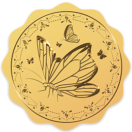 CRASPIRE 100PCS Gold Foil Stickers Embossed 2inch Self-adhesive Stickers Medal Decoration Stickers for Gift Envelope Card Bottle Decoration (Butterfly)