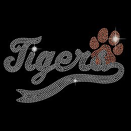 SUPERDANT Iron on Rhinestone Tiger Boy's T-Shirt Crystal Heat Transfer Hot fix Animal Paw Rhinestone Colorful Letters Bling DIY Decals for Cloth Decor Vest Shoes Hat Jacket DIY Accessories