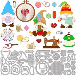 MAYJOYDIY Sewing Gnome Die Cuts for Card Making Gnome Metal Cutting Dies Free Combination Wool Button Sewing Supplies Shape Embossing Stencil for Scrapbooking Cards Photo Album Decorative