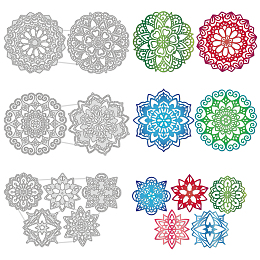 GLOBLELAND 3Pcs Mandala Flower Cutting Dies Metal Flower Border Frame Embossing Stencils Die Cuts for Paper Card Making Decoration DIY Scrapbooking Album Craft Decor