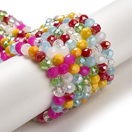 Honeyhandy Glass Beads Strands, Faceted, Rondelle, Mixed Color, 6x5mm, Hole: 1mm, about 85~88pcs/strand, 16.1~16.5 inch(41~42cm)