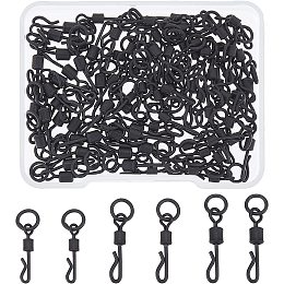 SUPERFINDINGS 90Pcs 3 Size Brass Fishing Connector Bearing Swivel Q-Shaped Quick Change Swivels Electrophoresis Black Fishing Swivel Snap Connectors Rolling Barrel Fishing for Saltwater Freshwater