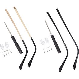 GORGECRAFT 4PCS 2 Colors Eyeglasses Arms Replacement Leg Accessories Eyeglass Temple Arms Universal Eyewear Repair Frame Temple Replacement with Screwdriver Screw Washer for Glasses Sunglasses