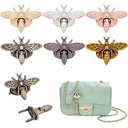 PandaHall Elite 6 Sets, 6 Colors 3D Bee Shape Bag Turn Buckles Alloy Purse Lock Purse Clasp Closure Lock Clutch Closure for DIY Leathercraft Shoulder Bag Handbag Purse Making