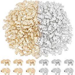 PandaHall Elite 200Pcs Elephant Spacer Beads, 2 Colors Animal Spacer Beads Elephant Charm Beads Lucky Elephant Spacer Beads Tibetan Carved Charm for Bracelets Necklace Anklets DIY Jewelry Craft Making