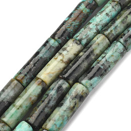 Honeyhandy Natural African Turquoise(Jasper) Beads Strands, Column, 13~14x4mm, Hole: 1mm, about 30pcs/strand, 15.9 inch(40.5cm)