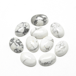 Honeyhandy Natural Howlite Cabochons, Oval, 14x10x4~5mm