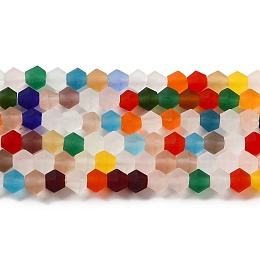 Honeyhandy Imitate Austrian Crystal Frosted Glass Beads Strands, Grade AA, Faceted Bicone, Colorful, 4.5x3.5~4mm, Hole: 1mm, about 87~89pcs/strand, 13.98''~13.39''(33.5~34cm)