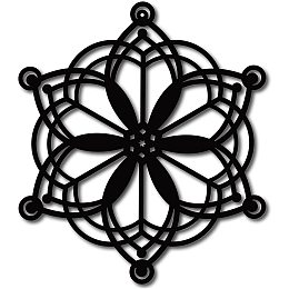 CREATCABIN Flower Metal Wall Decor Art Decorate Rustic Meditation Decoration Black Hanging Cutout Decoration for Christmas Home Decoration Yoga Studio Living Room Aesthetic Bedroom Decor 10x11inch