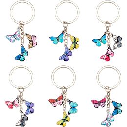 OLYCRAFT 6pcs Butterfly Keychains Alloy Enamel Pendant Keychain Colorful Butterfly Pendant Keyrings Handbag Charm Accessories Keychain for Purse Car Key Phone Backpack Decorations