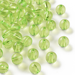 Honeyhandy Transparent Acrylic Beads, Round, Yellow Green, 10x9mm, Hole: 2mm, about 940pcs/500g