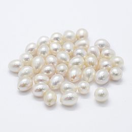 Honeyhandy Natural Cultured Freshwater Pearl Beads, teardrop, Half Drilled, Floral White, 5~7x8~10mm, Hole: 0.8mm