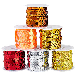 PandaHall Elite 6 Rolls 6 Style Eco-Friendly Plastic Paillette Beads, Sequins Beads, Ornament Accessories, Flat Round, Mixed Color, 6mm, about 5m/roll, 1 roll/style