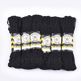 Honeyhandy Polypropylene Fiber Ribbons, Wave Shape, Black, 7~8mm, 15yard/bundle, 6bundles/bag