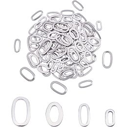 DICOSMETIC 120Pcs 4 Sizes Stainless Steel Oval Linking Rings Hollow Geometric Oval Hanging Charm Connector Oval Connectors Metal Jewelry Links for Women Jewelry Making