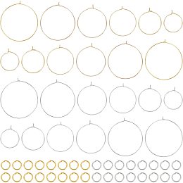 PandaHall Elite 520pcs Hoop Earring Supplies, 120pcs Round Beading Hoops 316 Stainless Steel Circle Earring Hoop Charm Rings with 400pcs Jump Ring for Earring Jewelry Making 20/25/30/35/40/45mm