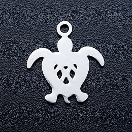 Honeyhandy 201 Stainless Steel Pendants, Stamping Blank Tag Charms, Turtle, Stainless Steel Color, 15x14x1mm, Hole: 1.5mm