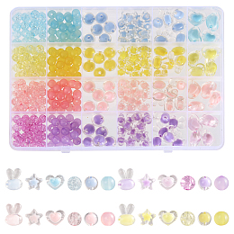 CHGCRAFT 6 Styles 4 Colors Transparent Acrylic Beads, Bead in Bead, Mixed Shapes, Mixed Color, 8~15.5x7~17x7~11mm, Hole: 1.8~2.5mm