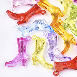 Honeyhandy Transparent Acrylic Pendants, Boots, Mixed Color, 39x34x10mm, Hole: 2.5mm, about 135pcs/500g