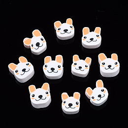 Handmade Polymer Clay Beads, Dog, Sandy Brown, 8~10x7~9x4mm, Hole: 1.5mm