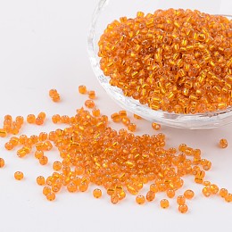 Honeyhandy 8/0 Glass Seed Beads, Silver Lined Round Hole, Round, Orange Red, 3mm, Hole: 1mm, about 1097pcs/50g