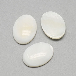 Honeyhandy Freshwater Shell Cabochons, Oval, Seashell Color, 25x18x4~5mm