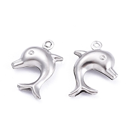 Honeyhandy Dolphin 304 Stainless Steel Pendants, Stainless Steel Color, 21x16x4mm, Hole: 1mm