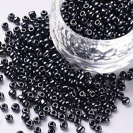 Honeyhandy Glass Seed Beads, Opaque Colors Lustered, Round, Prussian Blue, 3mm, Hole: 1mm, about 2222pcs/100g