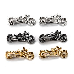 Honeyhandy Brass Micro Pave Clear Cubic Zirconia Pendants, Long-Lasting Plated, Motobike, Mixed Color, 12x28x10mm, Hole: 3.5mm, Ring: 5x1mm