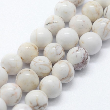 ARRICRAFT Natural Magnesite Beads Strands, Round, 8mm, Hole: 0.8mm, about 47pcs/strand,  14.96 inches(38cm)