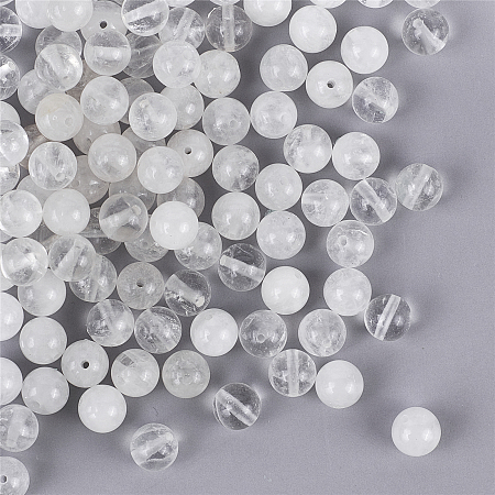 Olycraft Natural Quartz Crystal Beads Strands, Round, 8mm, Hole: 1mm; about 47pcs/strand, 15.5 inches, 2strands/box