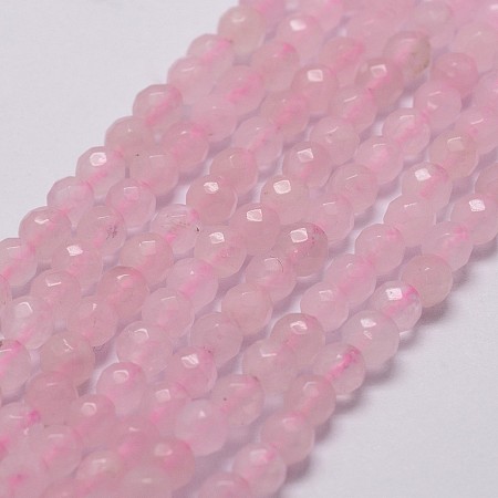 Arricraft Natural Rose Quartz Beads Strands, Faceted, Round, 4mm, Hole: 1mm, about 96pcs/strand, 14.9 inches~15.1 inches