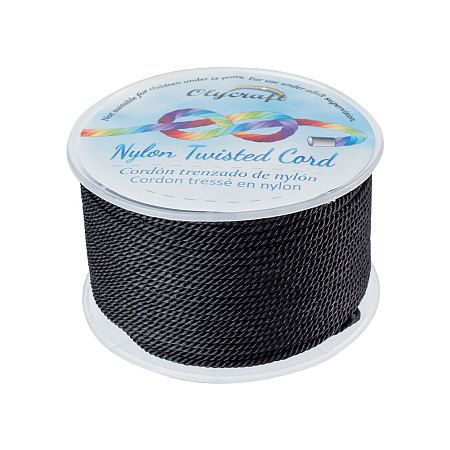 Olycraft Nylon Threads, Milan Cords/Twisted Cords, Black, 1.5~2mm; about 50m/roll