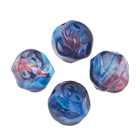 ARRICRAFT About 135pcs Two Tone Blue Round Transparent Spray Painted Acrylic Beads for Bracelets, Necklace and Earring Making, Hole: 2mm