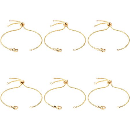 SUNNYCLUE 1 Box 6Pcs Adjustable Slider Chains Golden Plated Brass Ball Ends Extender Chain Bracelets Lobster Claw Clasps for Jewelry Making Bracelet DIY Crafting Findings Accessory