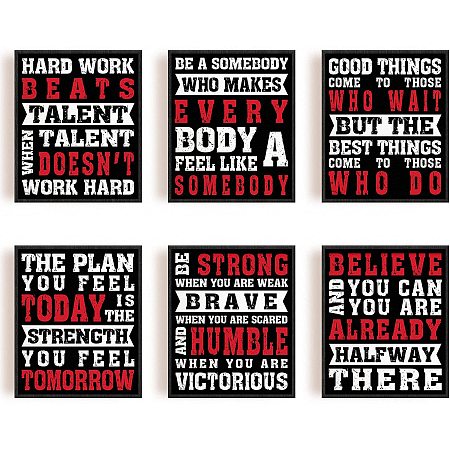 ARRICRAFT 6 Pcs/Set Unframed Canvas Prints Hard Work Painting Canvas Art Be Strong Be Brave Wall Art Motivational Canvas Poster for Home Office Classroom 10
