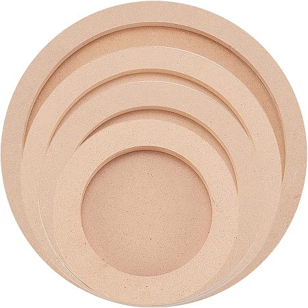 OLYCRAFT 4pcs Wood Canvas Boards Round Wood Painting Boards, Unfinished Wood Paint Pouring Panel Boards for Painting Crafts (4, 6, 8, 10 Inch Diameter)