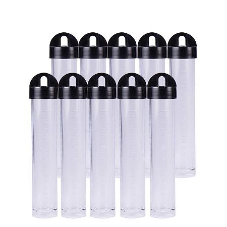 BENECREAT 30 Pack 0.85oz Clear Plastic Tube Bead Containers Liquid Containers with Black Screw-Top Lid & Cylindrical Bottom, Easy to Stand and Place (Diameter 0.78