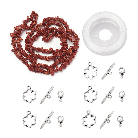 ARRICRAFT DIY Bracelets Necklaces Jewelry Sets, Synthetic Goldstone Chips Beads Strands, Toggle Clasps, Lobster Claw Clasps and Elastic Wire, 12.6x10.6x2.1cm