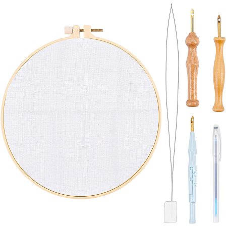 NBEADS 1 Set Punch Needle Embroidery Kits, Embroidery Stitching Punch Needle Cross Stitch Embroidered Frame for DIY Embroidery