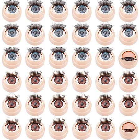 NBEADS 20 Pairs Plastic14mm Safety Eyes Round Ball, 4D Movable Craft Eyes with Eyelash Craft Crochet Eyes for DIY Sewing Craft Stuffed Stuffed Animals