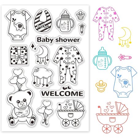 GLOBLELAND Welcome Baby Clear Stamps Transparent Silicone Stamp Seal for Card Making Decoration and DIY Scrapbooking